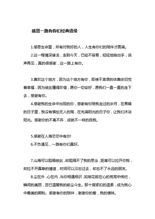 感恩一路有你们经典语录