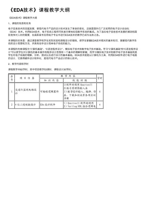《EDA技术》课程教学大纲