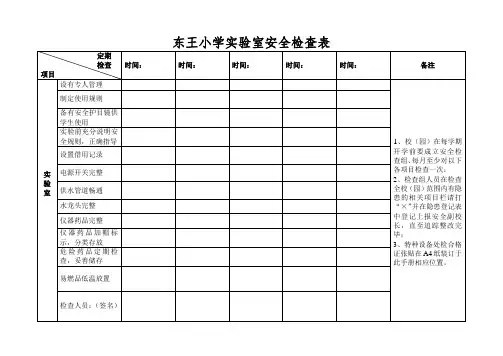 东王小学实验室安全检查表