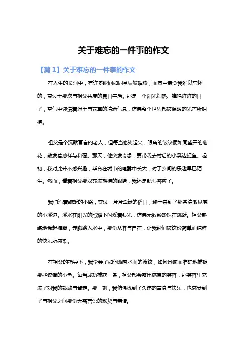 关于难忘的一件事的作文