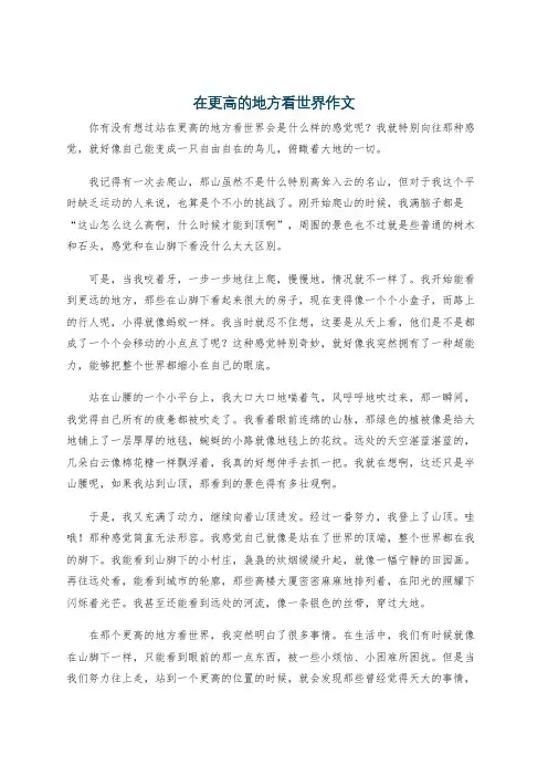 在更高的地方看世界作文