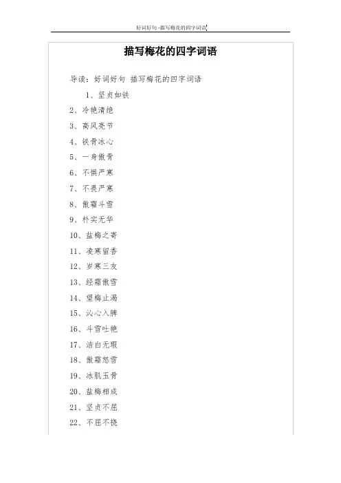 描写梅花的四字词语