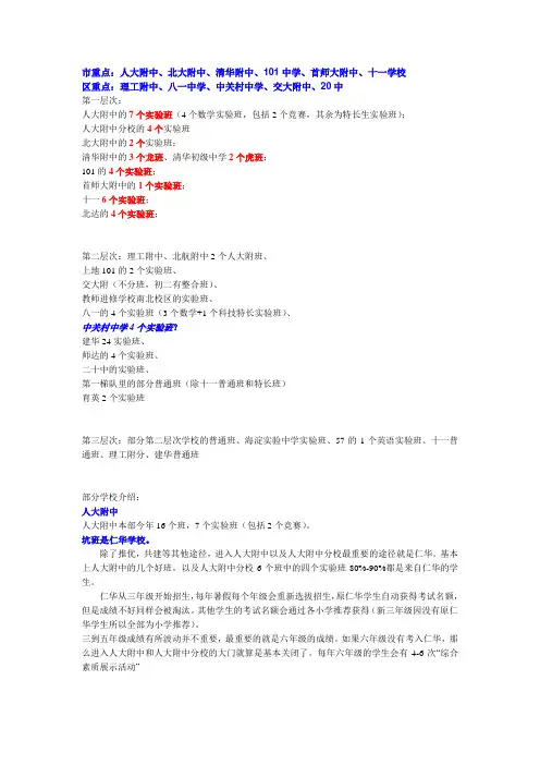海淀区重点中学介绍