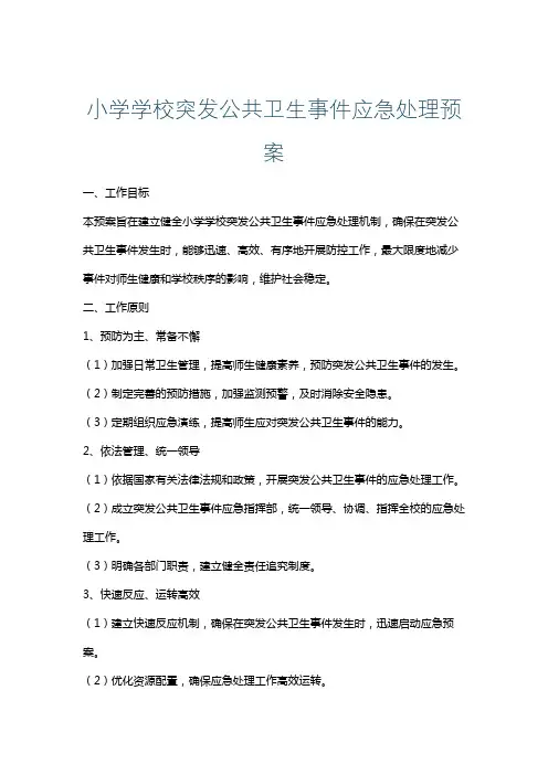 小学学校突发公共卫生事件应急处理预案