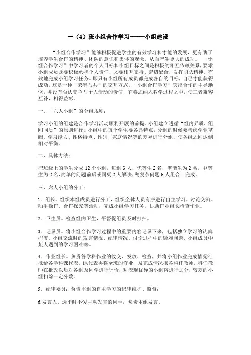 小组合作小组建设方案