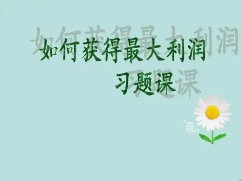 如何获得最大利润