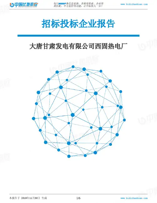 大唐甘肃发电有限公司西固热电厂-招投标数据分析报告