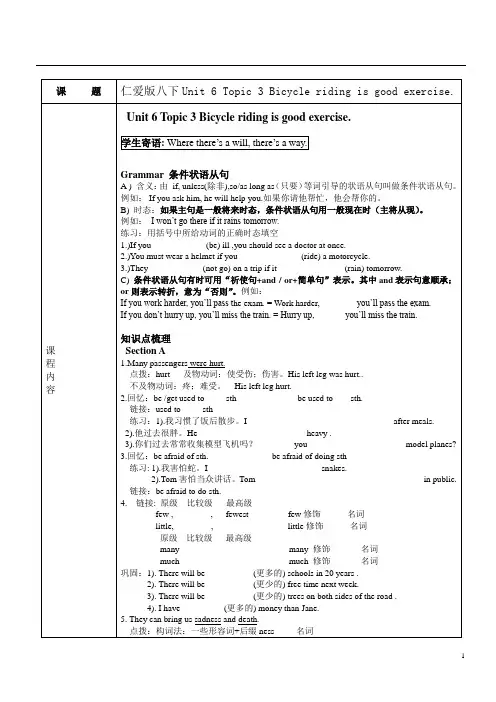 仁爱版 八年级 下unit6topic3