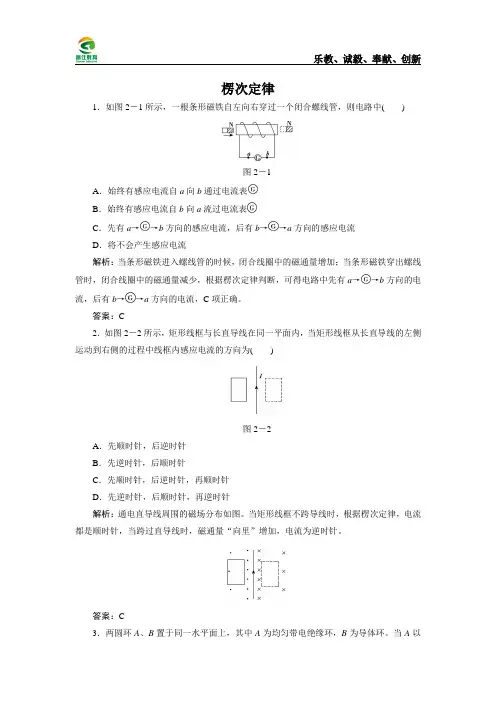 楞次定律课后练习题(含答案)