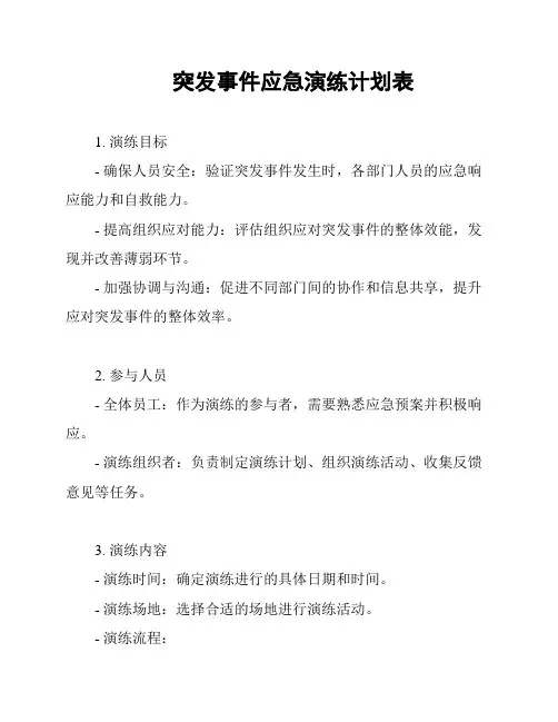 突发事件应急演练计划表