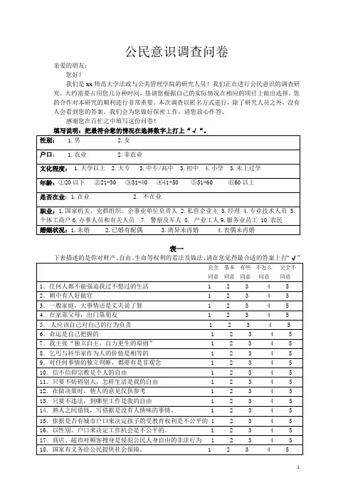 公民意识测量问卷[1]