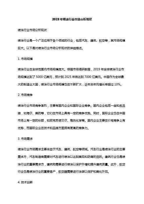 2023年喷涂行业市场分析现状
