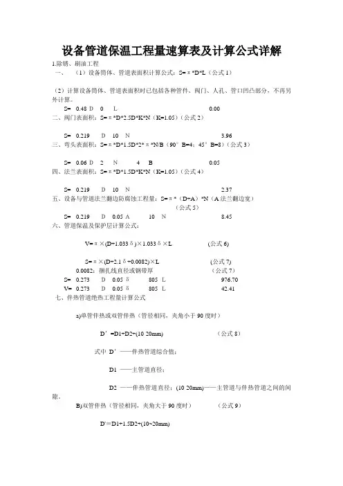 设备管道保温工程量速算表及计算公式详解
