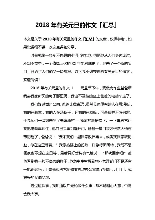 2018年有关元旦的作文「汇总」
