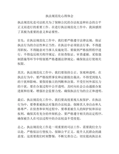执法规范化心得体会