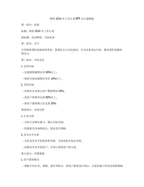 销售2024年工作计划PPT怎么做模板