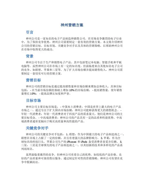 神州营销方案