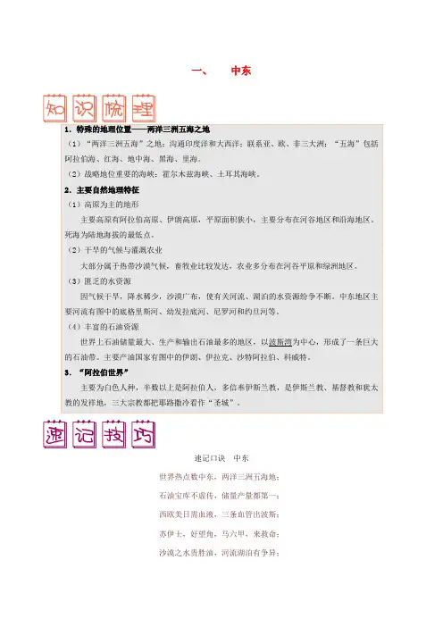 七年级地理下册 第八章 东半球其他的地区和国家 8.1 中东速记技巧 (新版)新人教版