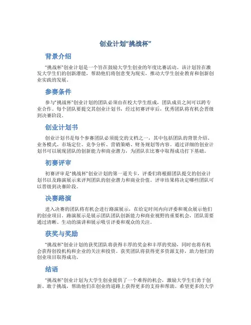 创业计划“挑战杯”