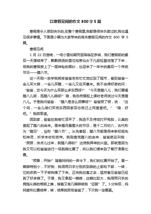 以寒假见闻的作文800字5篇