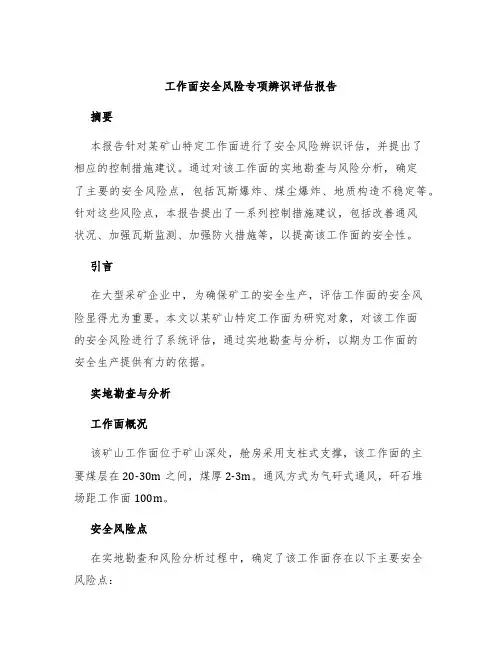 工作面安全风险专项辨识评估报告