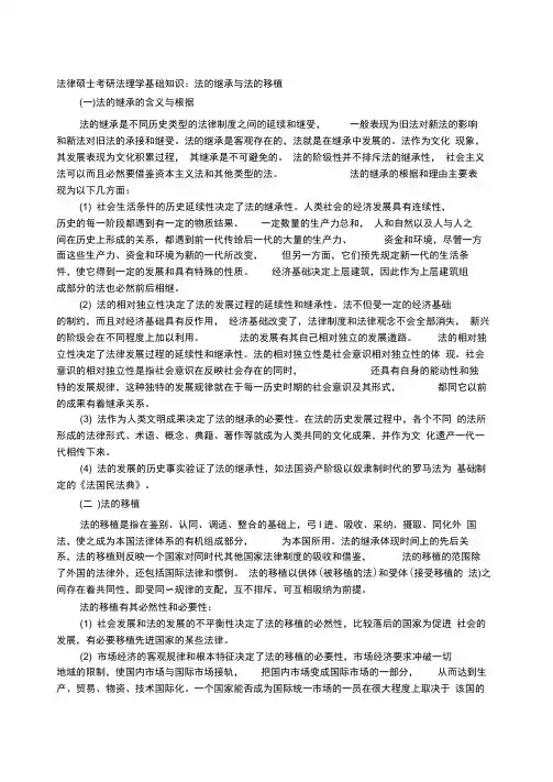 法律硕士考研法理学基础知识：法的继承与法的移植