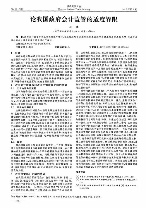 论我国政府会计监管的适度界限