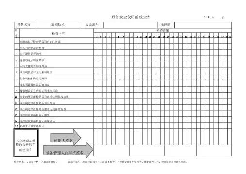 旋挖机使用前安全检查记录表