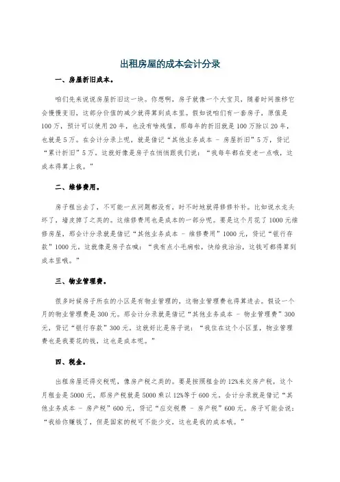 出租房屋的成本会计分录