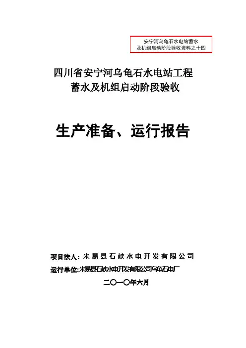 水电站工程-启动阶段验收-生产准备、运行报告