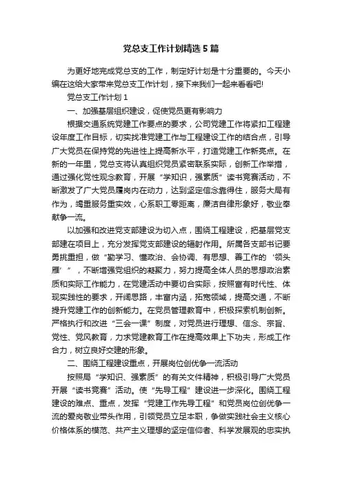 党总支工作计划精选5篇