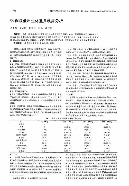 56例极低出生体重儿临床分析
