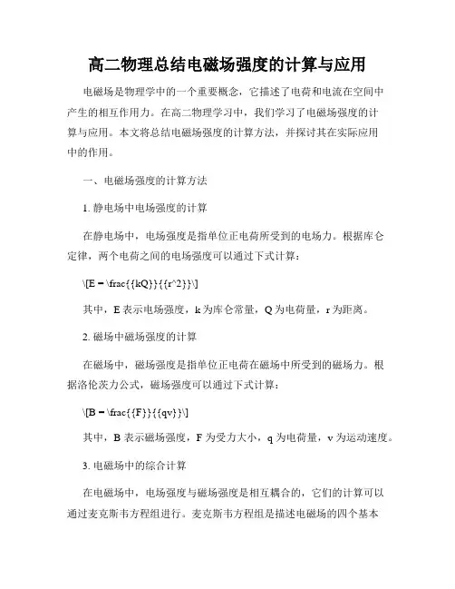高二物理总结电磁场强度的计算与应用