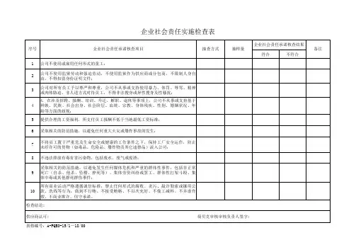 供应商审核企业社会责任承诺报告标准表