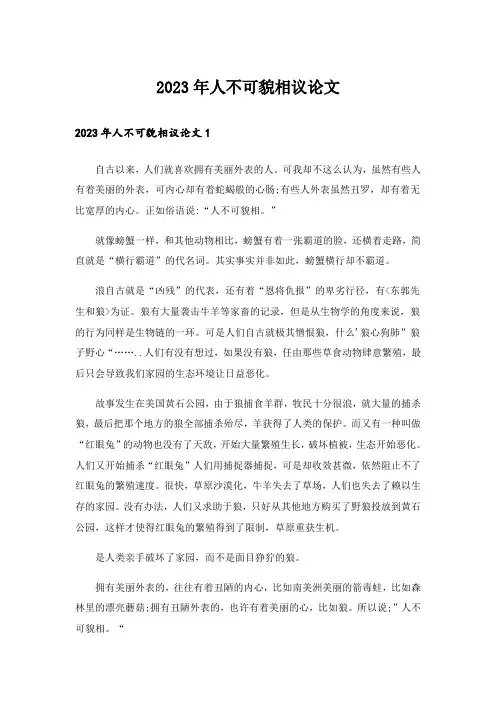 2023年人不可貌相议论文