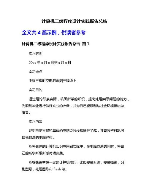 计算机二级程序设计实践报告总结