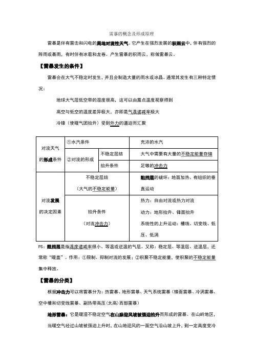 雷暴的概念及形成原理