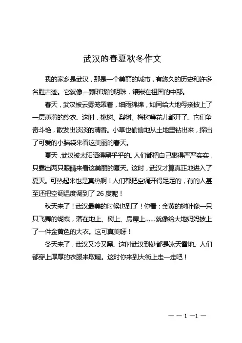 武汉的春夏秋冬作文