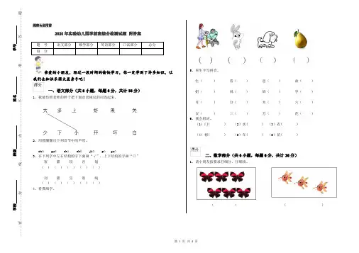 2020年实验幼儿园学前班综合检测试题 附答案