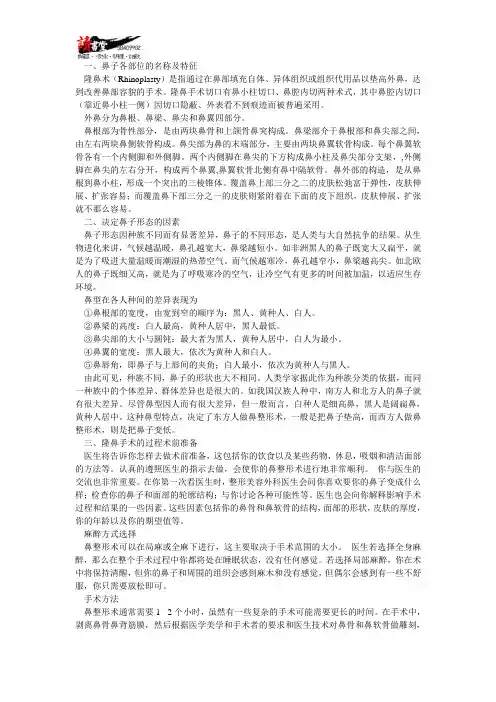 【保护鼻子】第九章 隆鼻的介绍(1)