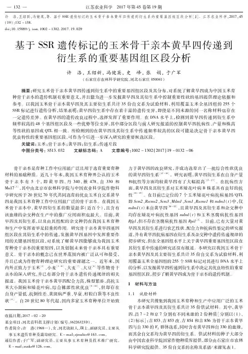 基于SSR遗传标记的玉米骨干亲本黄早四传递到