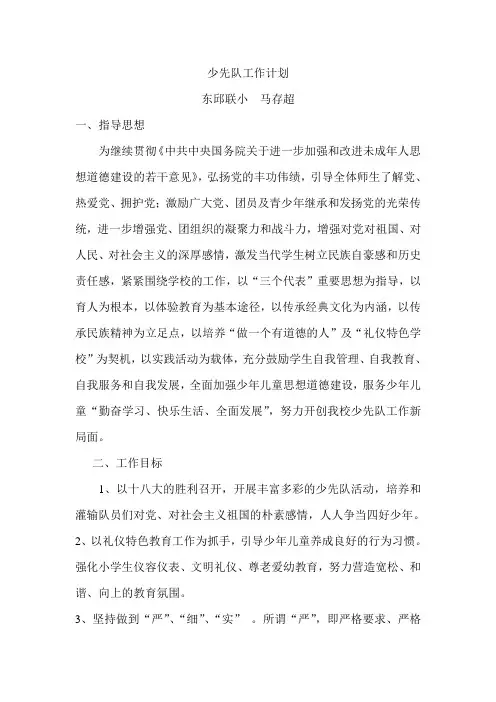 2013年少先队工作计划