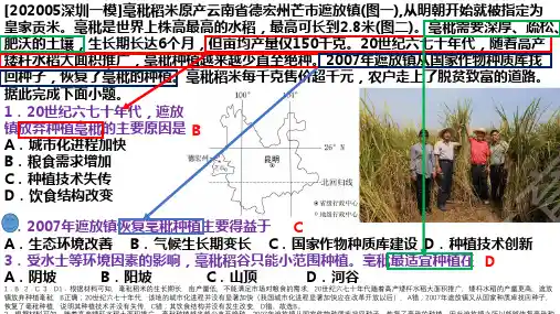 广东省深圳市2019-2020学年高三下学期第一次调研(一模)考试文综地理试题