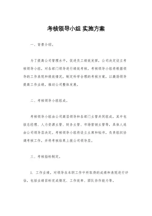 考核领导小组 实施方案 2