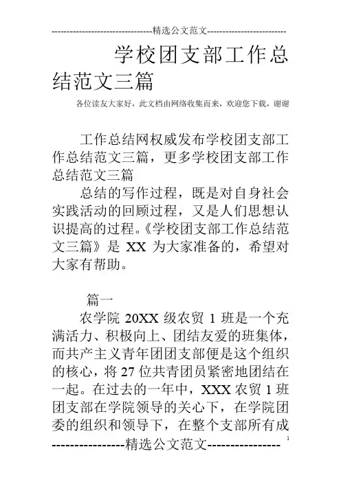 学校团支部工作总结范文三篇