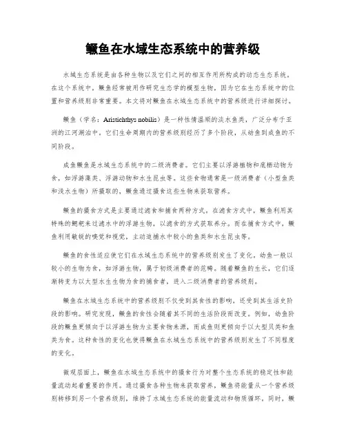鳜鱼在水域生态系统中的营养级