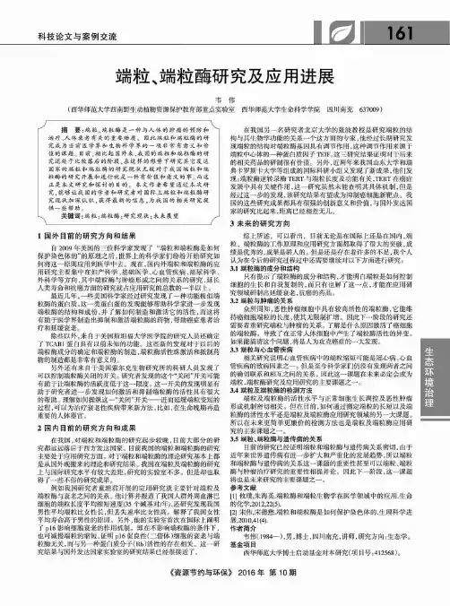 端粒、端粒酶研究及应用进展