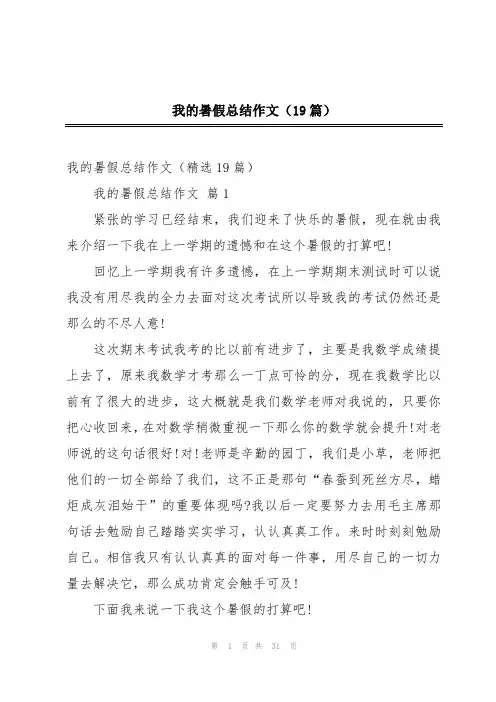 我的暑假总结作文(19篇)