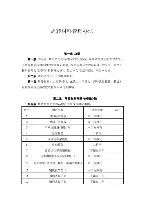 周转材料管理办法