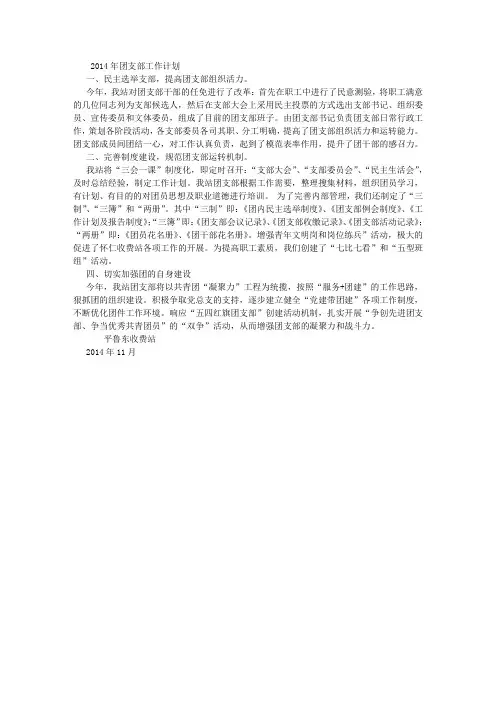 2014.团支部工作计划 (7000字)